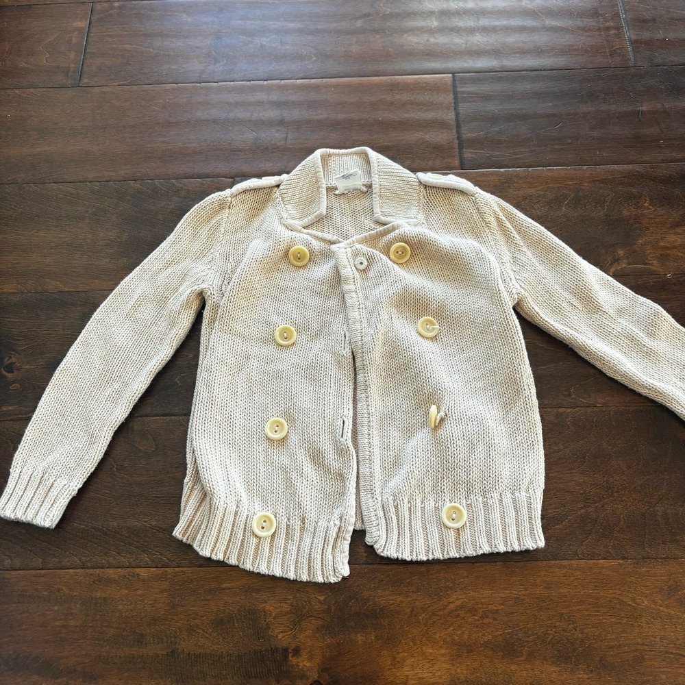 Crewcuts Boys 4/5 XS Cardigan Sweater Tan Beige Grandpa Knit
